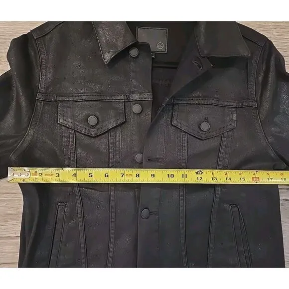 AG Adriano Goldschmied Luminous Super Black Denim Women's‎ Size Large Mya Jacket