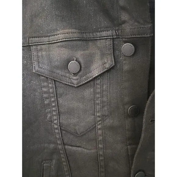 AG Adriano Goldschmied Luminous Super Black Denim Women's‎ Size Large Mya Jacket