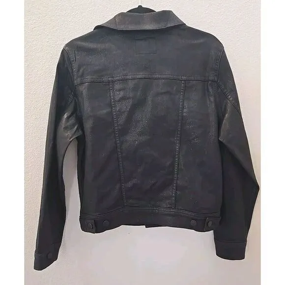 AG Adriano Goldschmied Luminous Super Black Denim Women's‎ Size Large Mya Jacket