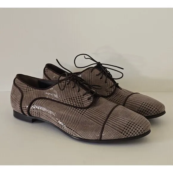 AGL Attilio Giusti Leombruni Brown Oxford Loafers Shoes Womens 8 Houndstooth