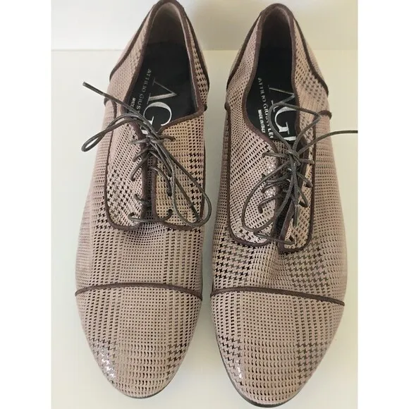 AGL Attilio Giusti Leombruni Brown Oxford Loafers Shoes Womens 8 Houndstooth