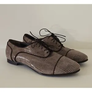 AGL Attilio Giusti Leombruni Brown Oxford Loafers Shoes Womens 8 Houndstooth