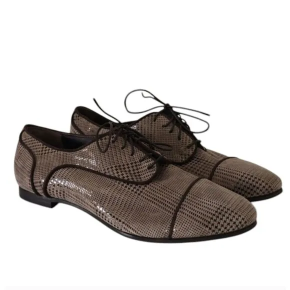 AGL Attilio Giusti Leombruni Brown Oxford Loafers Shoes Womens 8 Houndstooth