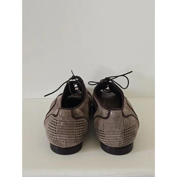 AGL Attilio Giusti Leombruni Brown Oxford Loafers Shoes Womens 8 Houndstooth
