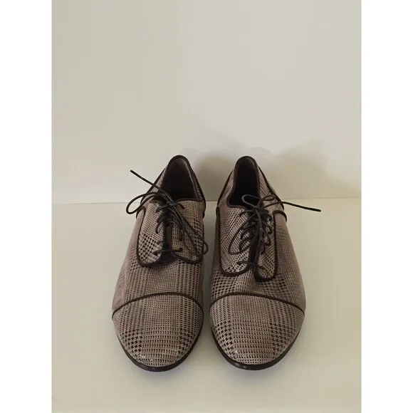 AGL Attilio Giusti Leombruni Brown Oxford Loafers Shoes Womens 8 Houndstooth