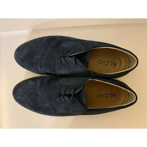 Aldo Men’s Sz 12 Shoes Lace Up‎ Oxfords Dark Blue Suede Leather