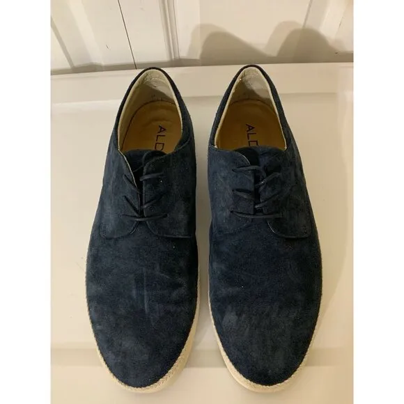 Aldo Men’s Sz 12 Shoes Lace Up‎ Oxfords Dark Blue Suede Leather