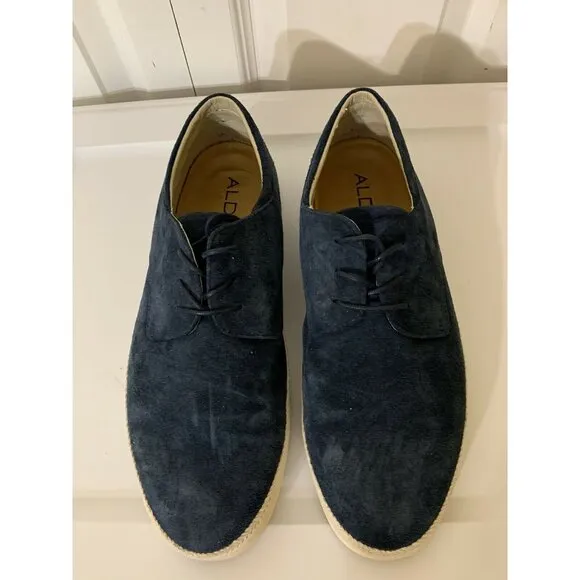 Aldo Men’s Sz 12 Shoes Lace Up‎ Oxfords Dark Blue Suede Leather