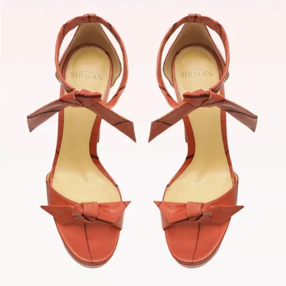 Alexandre Birman Clarita Curve Beleaf Heel Block Sandal Peach Size 39