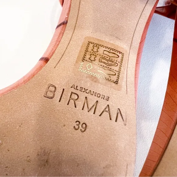 Alexandre Birman Clarita Curve Beleaf Heel Block Sandal Peach Size 39