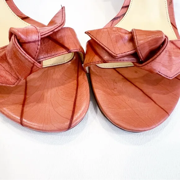 Alexandre Birman Clarita Curve Beleaf Heel Block Sandal Peach Size 39