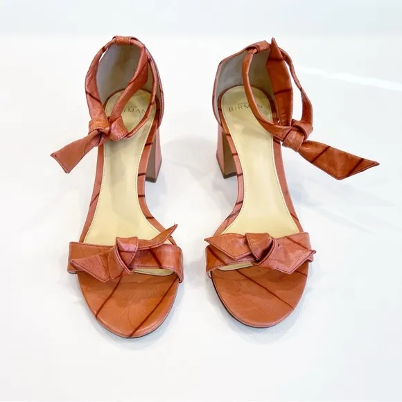 Alexandre Birman Clarita Curve Beleaf Heel Block Sandal Peach Size 39