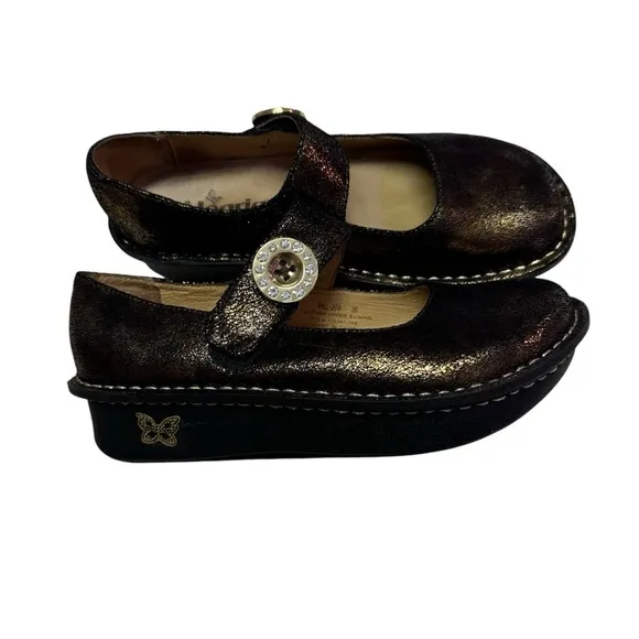 Algeria paloma Copper Bronze Sparkle Mary Jane Comfort Shoes size 36