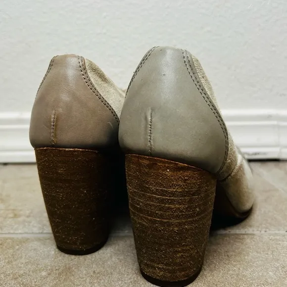 All saints Oxford Style Heel Frankie Suede Shoe cap-toe leather Grey Preppy