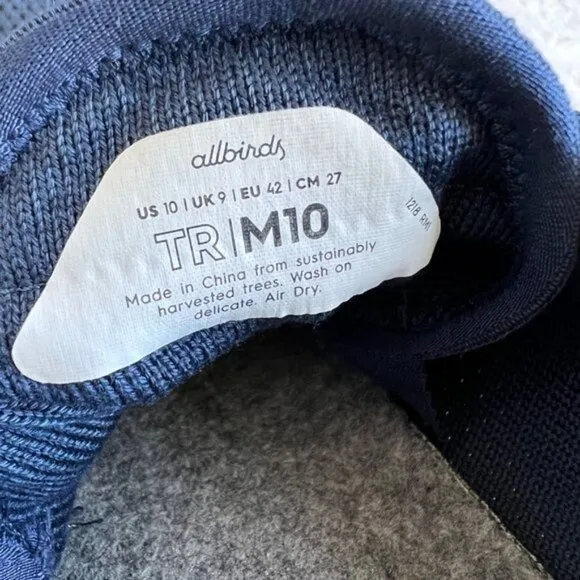 Allbirds Men's Navy Blue Tree Runners Size 10