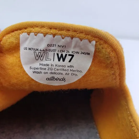 Allbirds Wool Loungers Womens Size 7 Yellow Slip On Casual Loafer Shoes