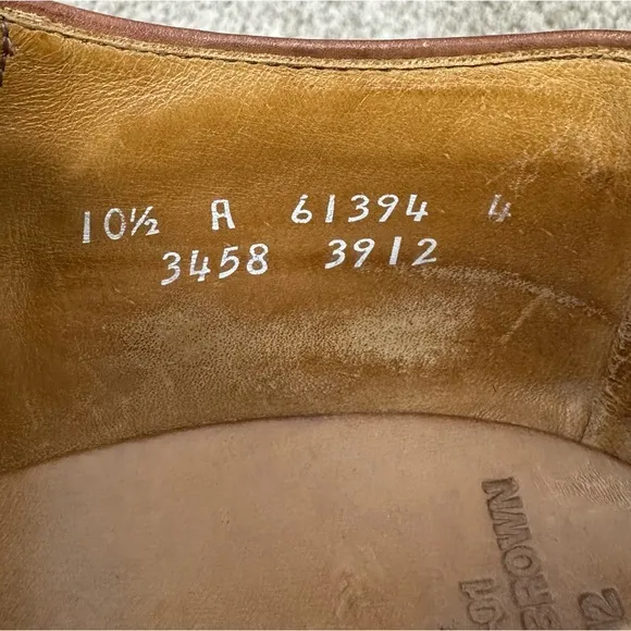 Allen Edmonds Benton Cap Toe Vibram Sole Leather Oxford Shoes 3458 Size 10.5A