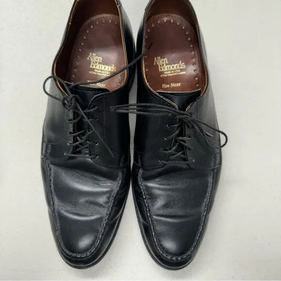 Allen Edmonds Black Leather Oxford Loafers Mens 9.5 Dress Shoes Lace Up Formal