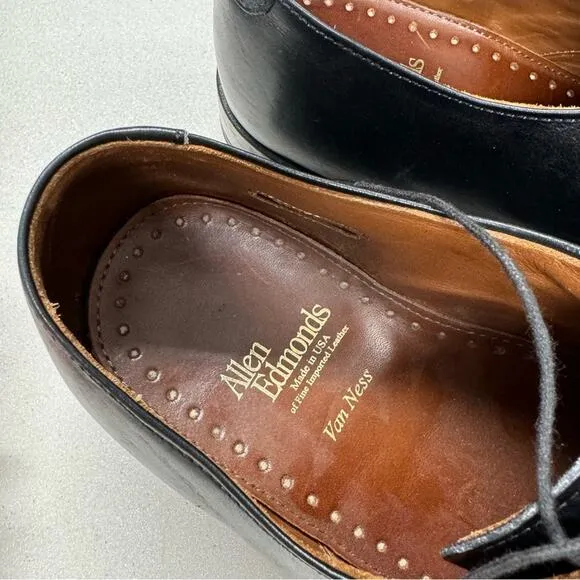Allen Edmonds Black Leather Oxford Loafers Mens 9.5 Dress Shoes Lace Up Formal