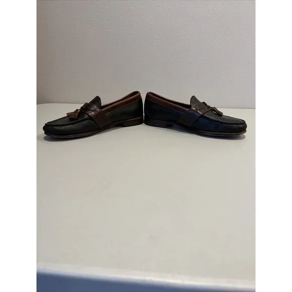 ALLEN EDMONDS KENT BLACK &amp; BROWN LEATHER LOAFER WITH TASSELS MENS SIZE 10D EUC
