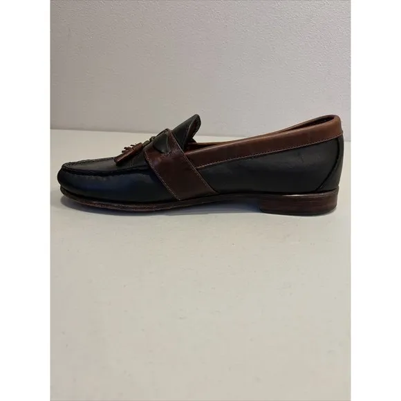 ALLEN EDMONDS KENT BLACK &amp; BROWN LEATHER LOAFER WITH TASSELS MENS SIZE 10D EUC