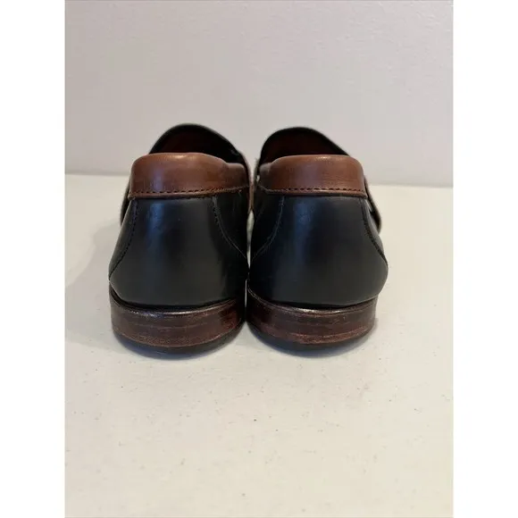 ALLEN EDMONDS KENT BLACK &amp; BROWN LEATHER LOAFER WITH TASSELS MENS SIZE 10D EUC
