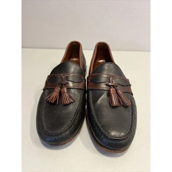 ALLEN EDMONDS KENT BLACK &amp; BROWN LEATHER LOAFER WITH TASSELS MENS SIZE 10D EUC