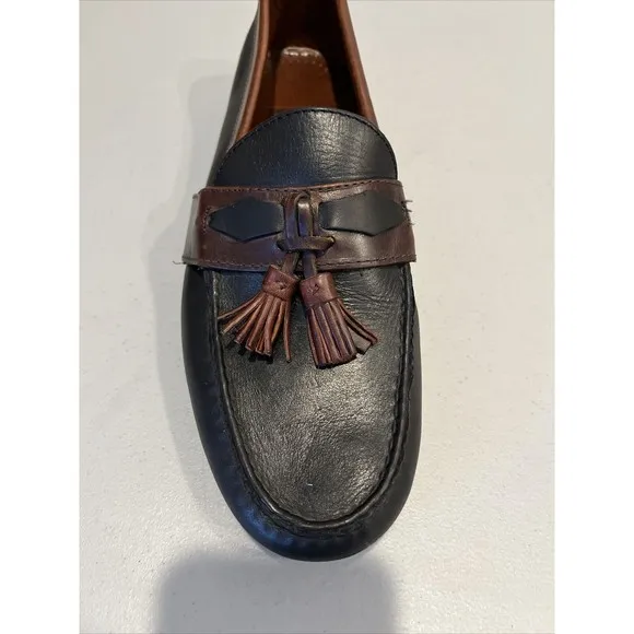 ALLEN EDMONDS KENT BLACK &amp; BROWN LEATHER LOAFER WITH TASSELS MENS SIZE 10D EUC