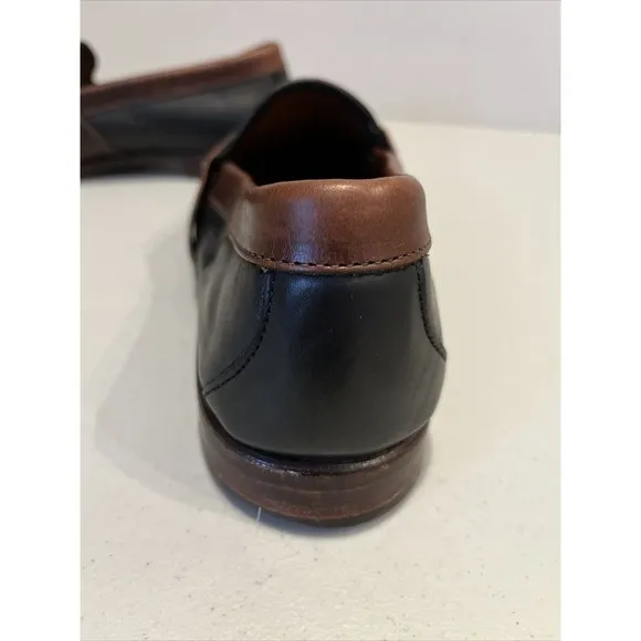 ALLEN EDMONDS KENT BLACK &amp; BROWN LEATHER LOAFER WITH TASSELS MENS SIZE 10D EUC
