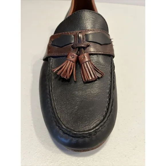 ALLEN EDMONDS KENT BLACK &amp; BROWN LEATHER LOAFER WITH TASSELS MENS SIZE 10D EUC