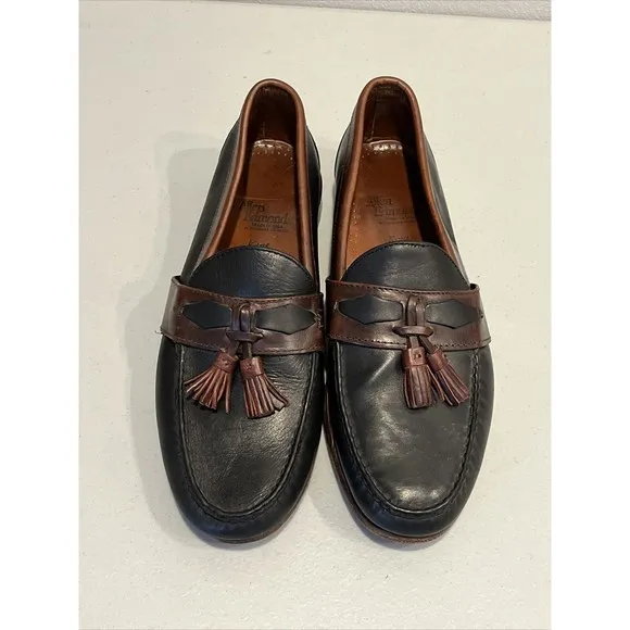 ALLEN EDMONDS KENT BLACK &amp; BROWN LEATHER LOAFER WITH TASSELS MENS SIZE 10D EUC