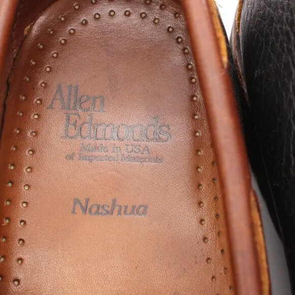 Allen Edmonds Loafers Nashua Men's 10 D Black Pebble Brown Leather Shoes USA