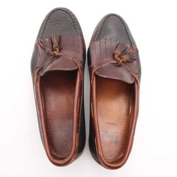 Allen Edmonds Loafers Nashua Men's 10 D Black Pebble Brown Leather Shoes USA