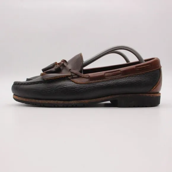 Allen Edmonds Loafers Nashua Men's 10 D Black Pebble Brown Leather Shoes USA