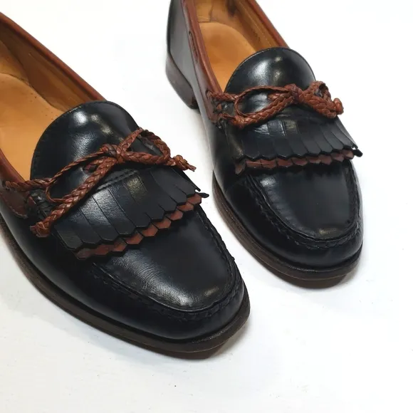 Allen Edmonds Men's Black &amp; Brown Leather Loafers Shoes Size 8.5 Made in…