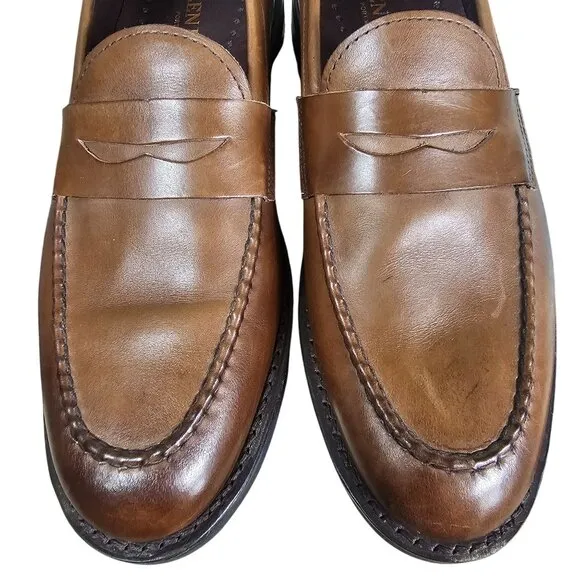 Allen Edmonds Mens Brown Leather Penny Loafers 8.5 D Feather Welt Quiet Luxury