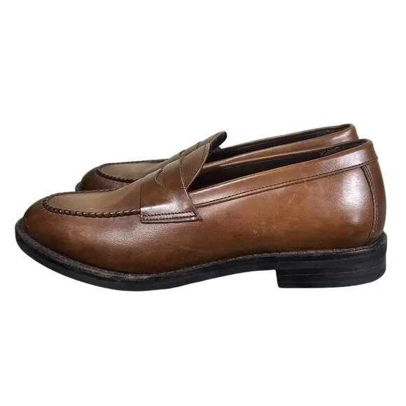 Allen Edmonds Mens Brown Leather Penny Loafers 8.5 D Feather Welt Quiet Luxury