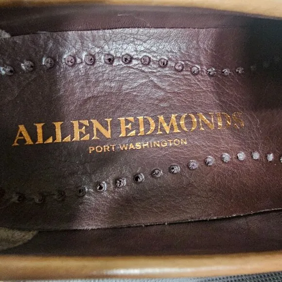 Allen Edmonds Mens Brown Leather Penny Loafers 8.5 D Feather Welt Quiet Luxury