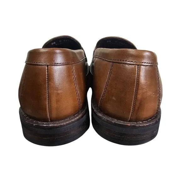 Allen Edmonds Mens Brown Leather Penny Loafers 8.5 D Feather Welt Quiet Luxury