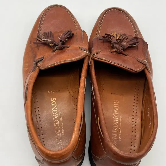 Allen Edmonds Nashua Men’s Size 10.5D Tan/Walnut Leather Kiltie Tassel Loafers.