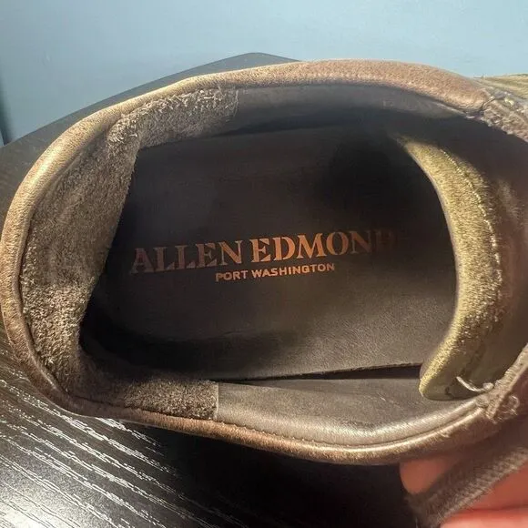 ALLEN EDMONDS Port Washington Canal Brown 10.5 D Men Nubuck Suede Oxford Shoes