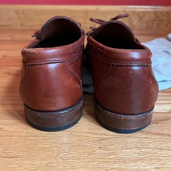 Allen Edmonds Shoes Brown Woodstock Leather Kiltie Tie Braid Loafers size 14 3 E