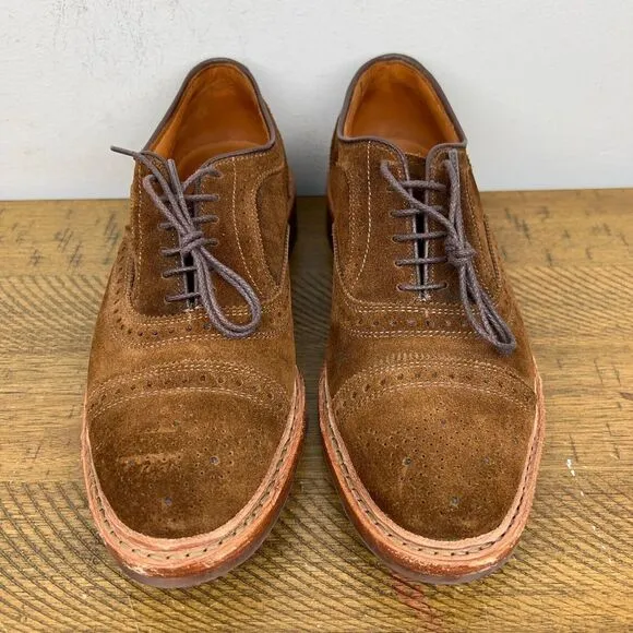 Allen Edmonds Shoes Mens 6 Brown Strandmok Suede Cap Toe Wingtip Brogue Dainite‎