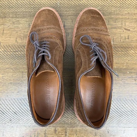 Allen Edmonds Shoes Mens 6 Brown Strandmok Suede Cap Toe Wingtip Brogue Dainite‎