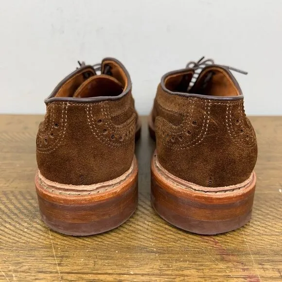 Allen Edmonds Shoes Mens 6 Brown Strandmok Suede Cap Toe Wingtip Brogue Dainite‎