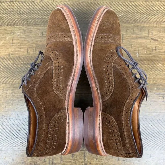 Allen Edmonds Shoes Mens 6 Brown Strandmok Suede Cap Toe Wingtip Brogue Dainite‎