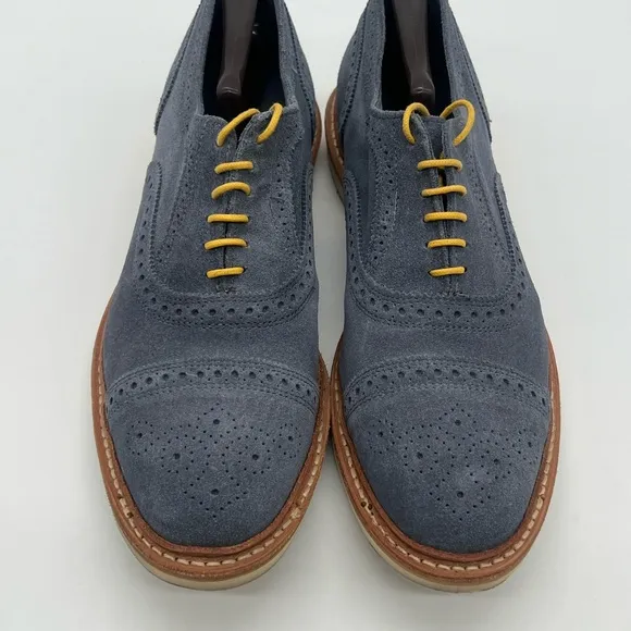 Allen Edmonds Strandmok 2.0 Men 10.5D Blue Suede Oxford Vibram Gumlite Sole Shoe