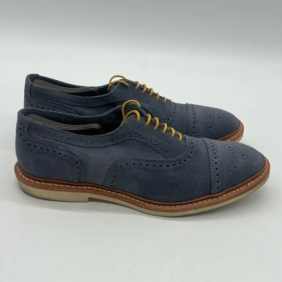 Allen Edmonds Strandmok 2.0 Men 10.5D Blue Suede Oxford Vibram Gumlite Sole Shoe