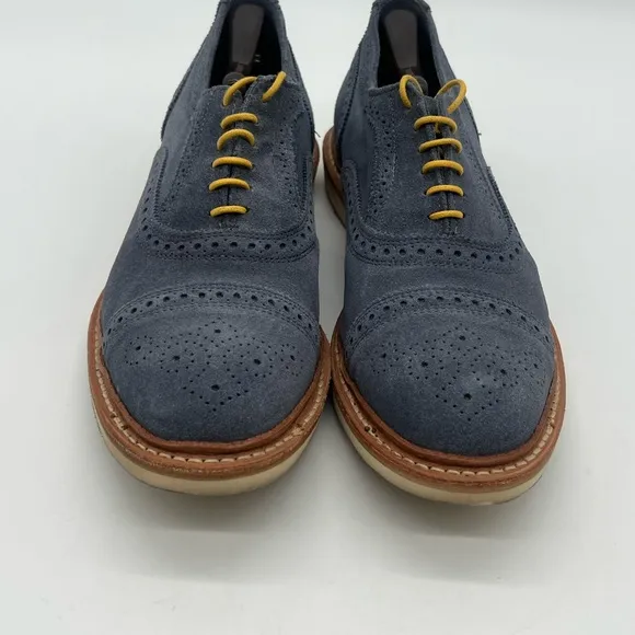 Allen Edmonds Strandmok 2.0 Men 10.5D Blue Suede Oxford Vibram Gumlite Sole Shoe