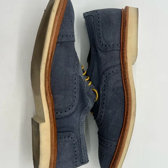 Allen Edmonds Strandmok 2.0 Men 10.5D Blue Suede Oxford Vibram Gumlite Sole Shoe